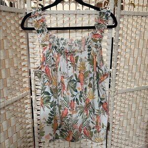LC Lauren Conrad Tropical Parrot Print Blouse